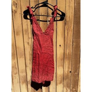 Rust Linen Mini Dress